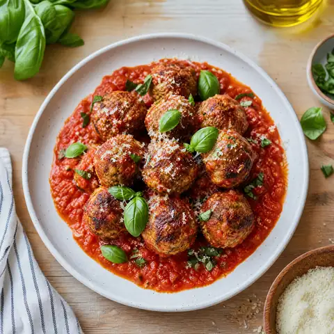 Almôndegas caseiras com molho de tomate